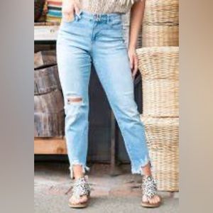 Judy Blue Jeans Fay Mid Rise Boyfriend Distressed Hem JB88389 plus size 16W